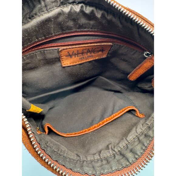 Vilencia Holland Crossbody Woven Tab Brown Leather Bag - Picture 3 of 4